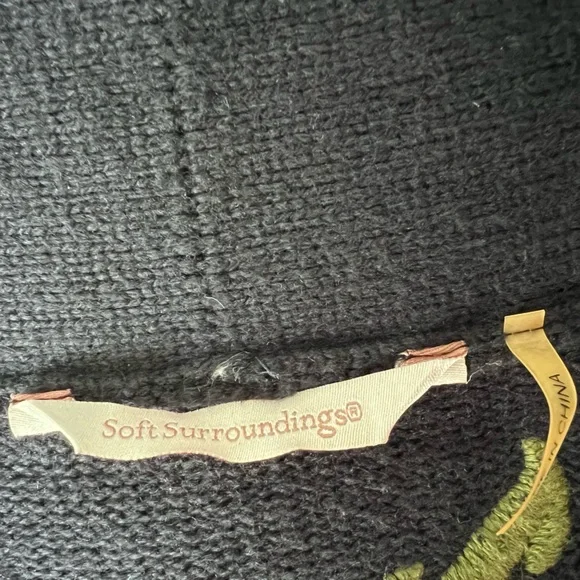 Soft Surroundings Black Cardigan with Floral Embroidery - Picture 10 of 13